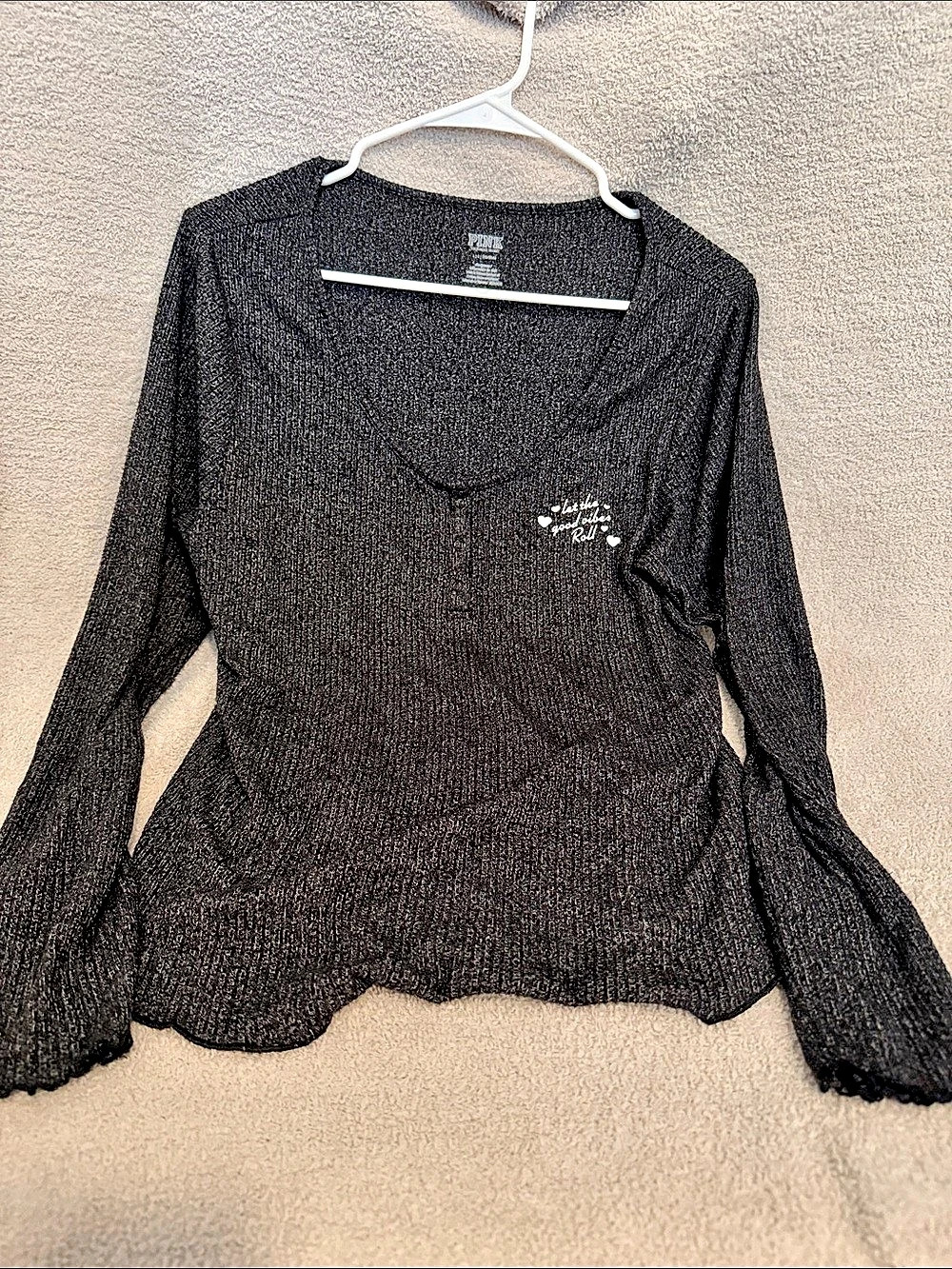 PINK Long Sleeve Scoop Neck Top Size Large
